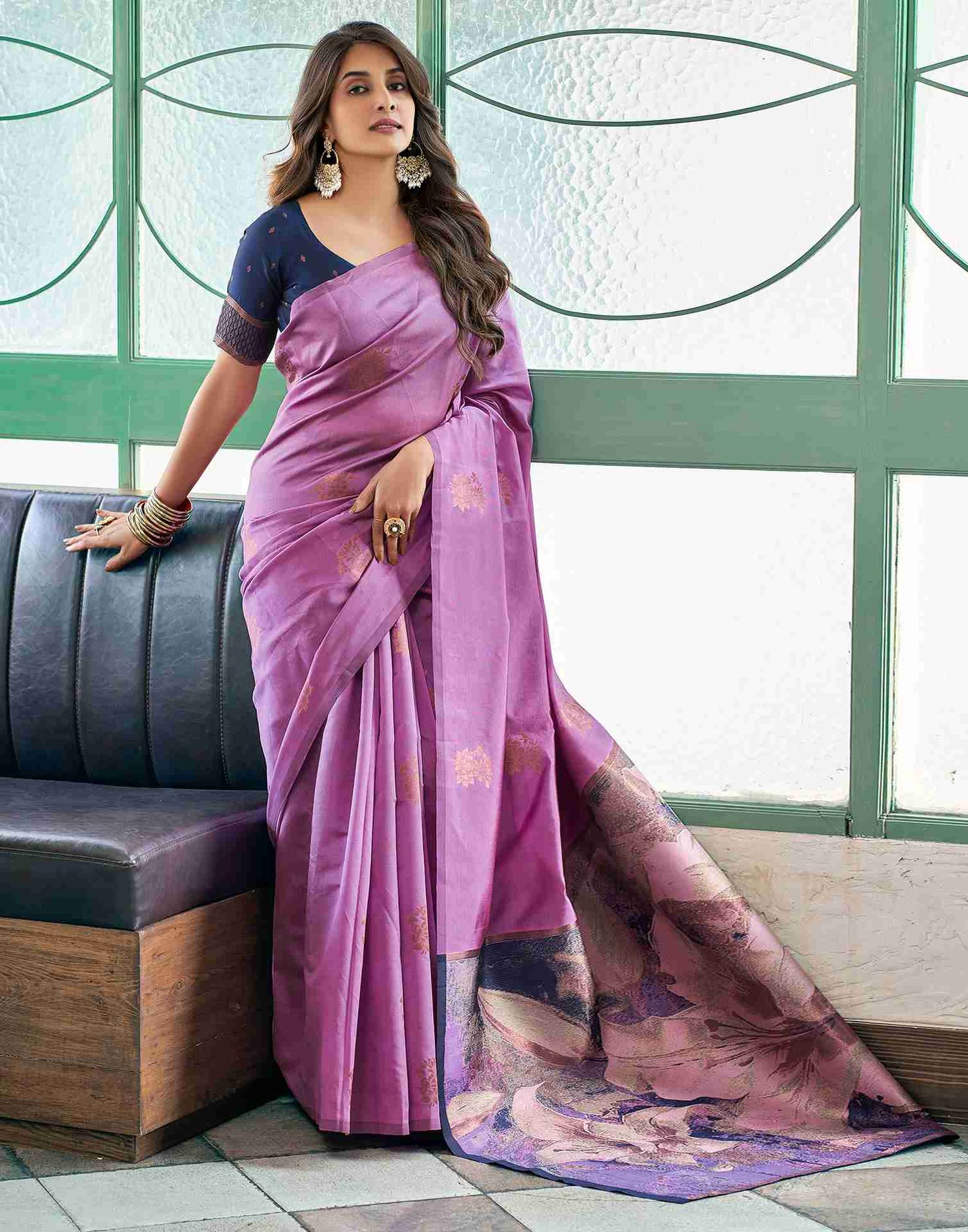 Pink Silk Woven Saree