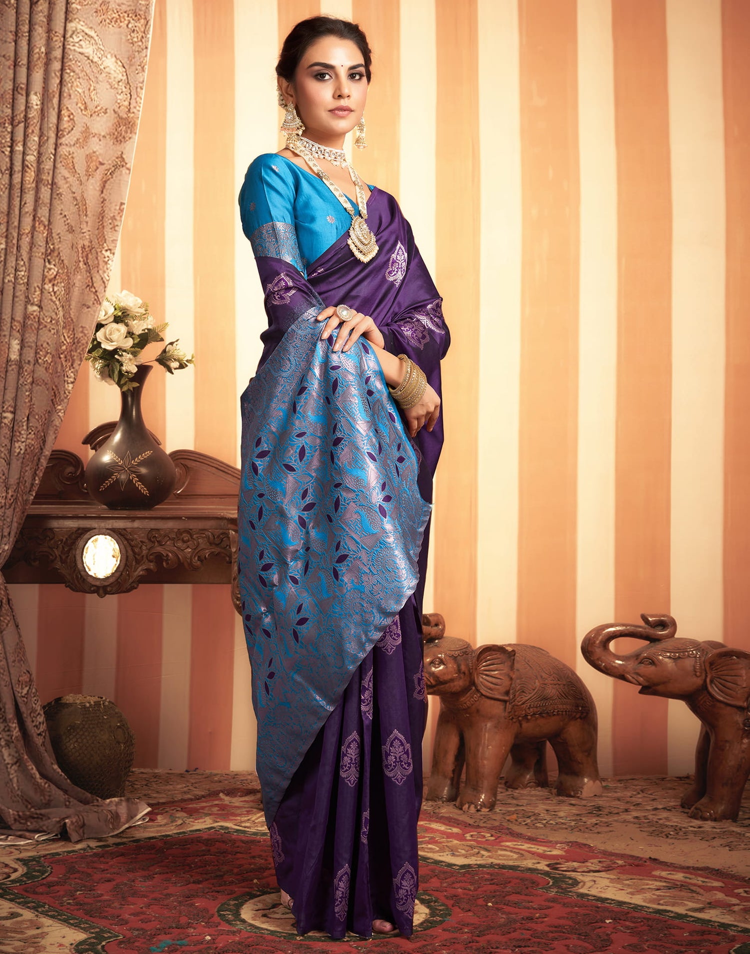 Purple Weaving Silk Saree