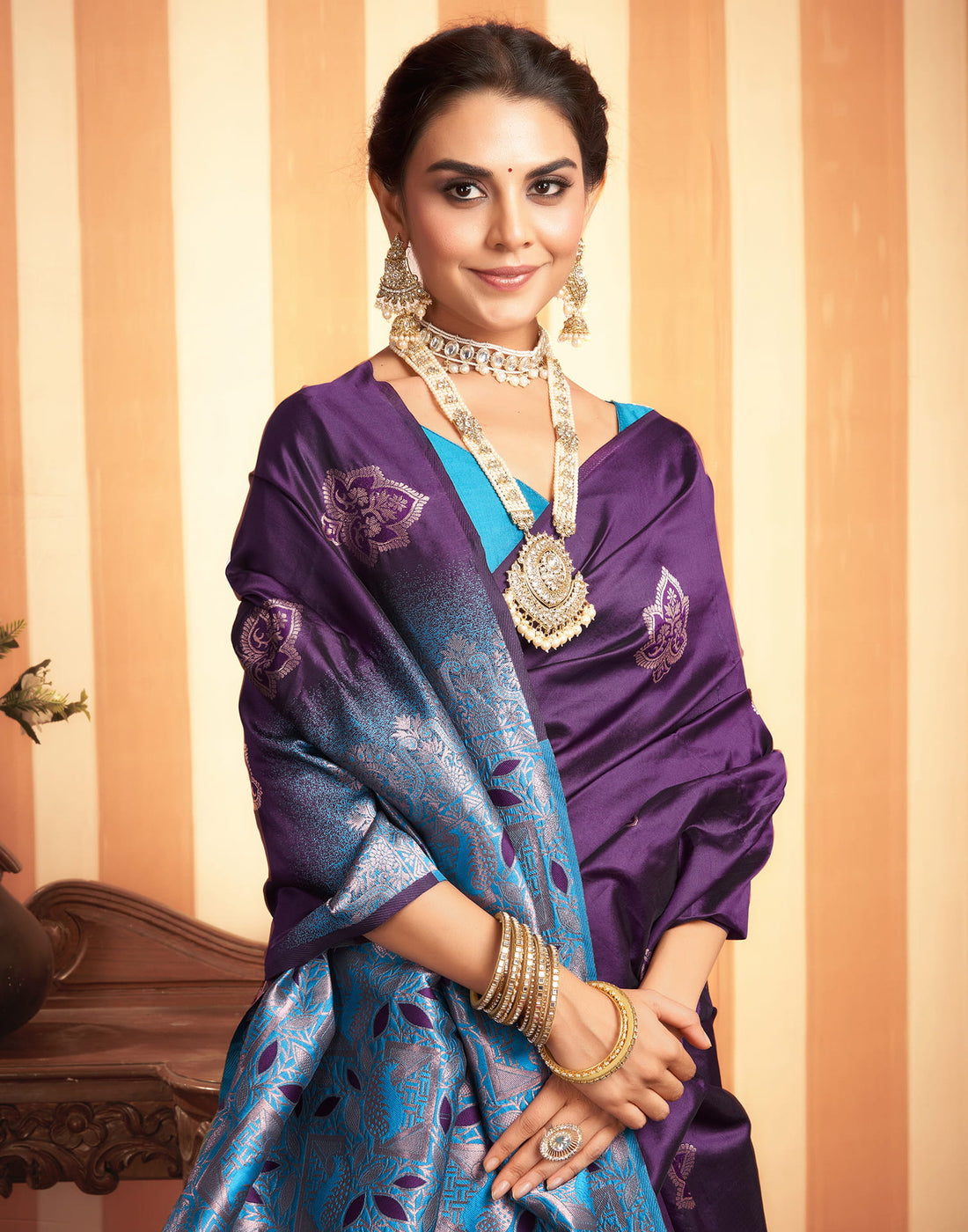 Purple Weaving Silk Saree