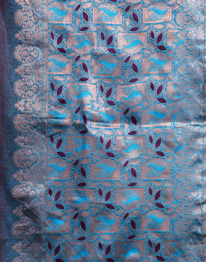 Blue And Purple Weaving Silk Saree