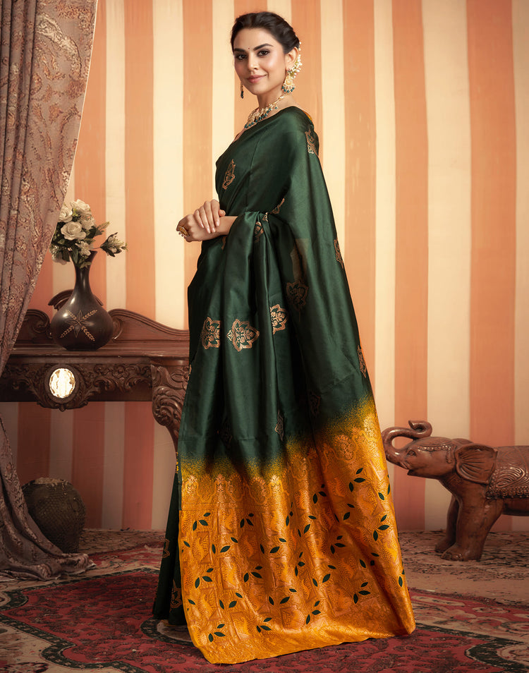 Yellow Silk Woven Banarasi Saree