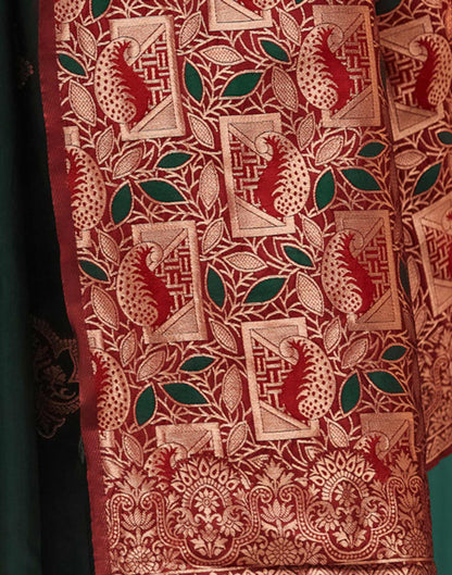 Dark Green Silk Woven Saree