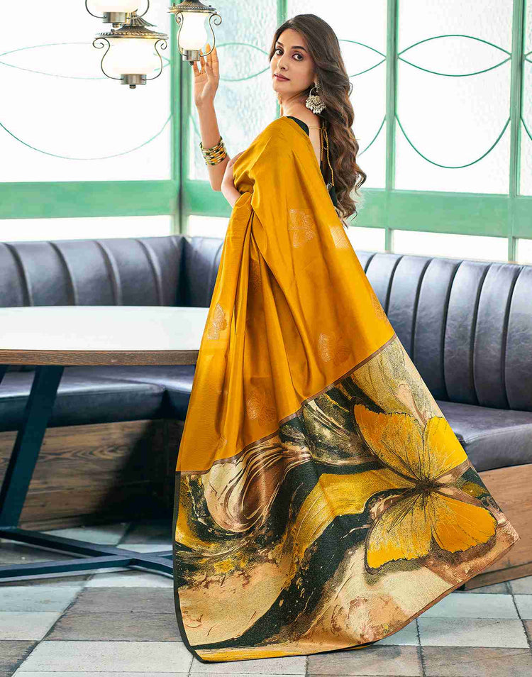 Turmeric Yellow Silk Woven Banarasi Saree