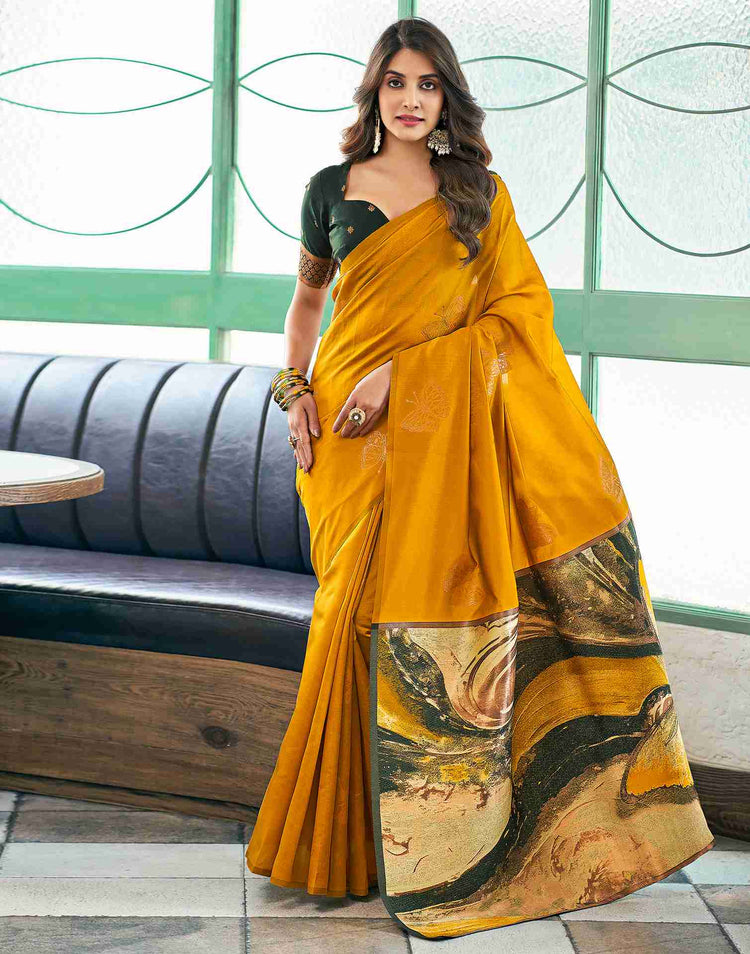 Turmeric Yellow Silk Woven Banarasi Saree