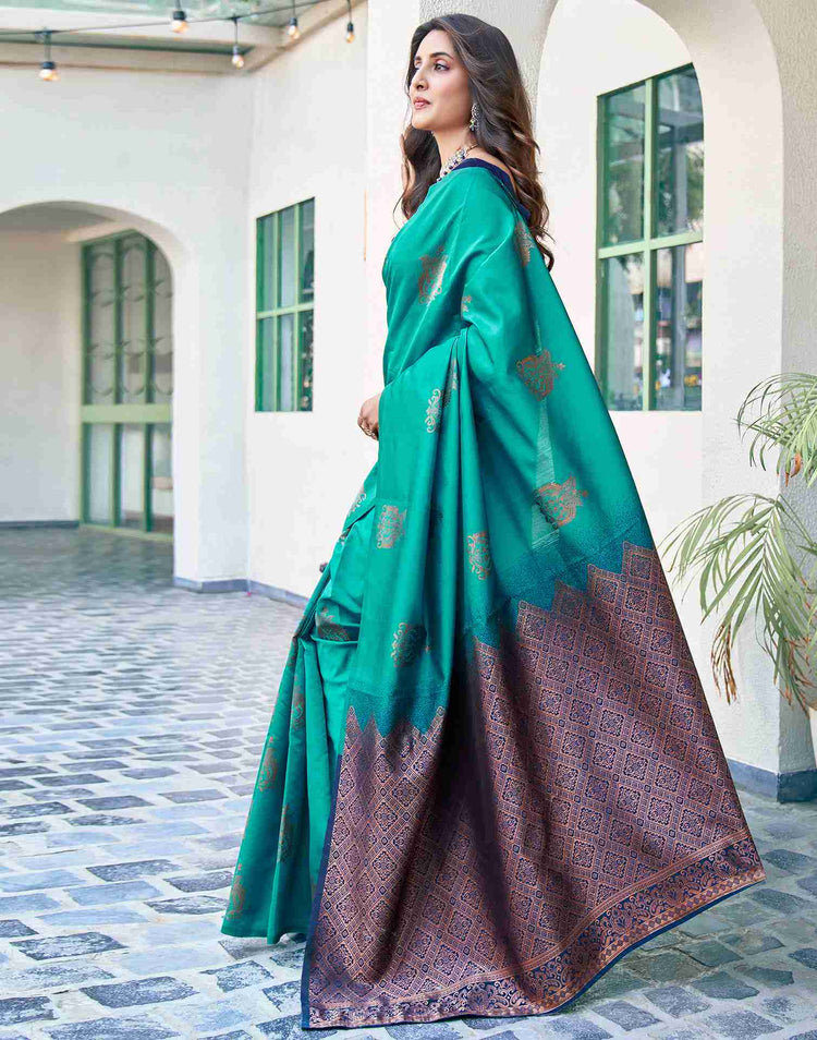 Navy Blue Silk Woven Banarasi Saree