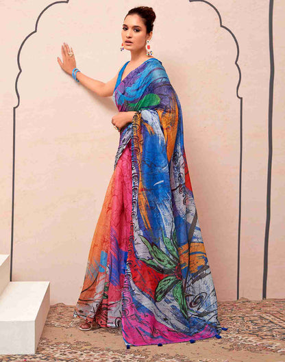 Multicoloured Cotton Printed Saree