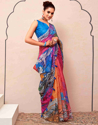 Multicoloured Cotton Printed Saree