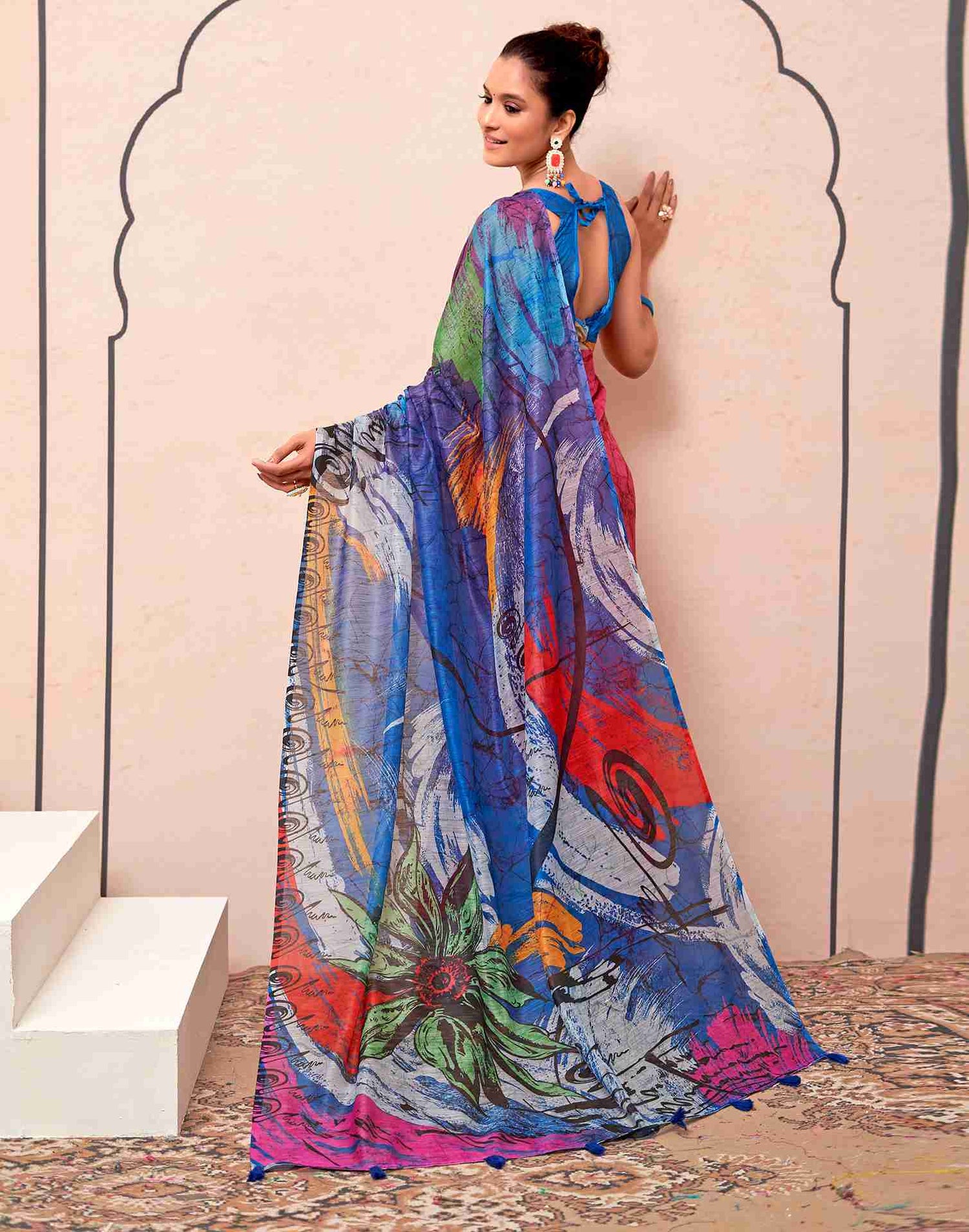 Multicoloured Cotton Printed Saree