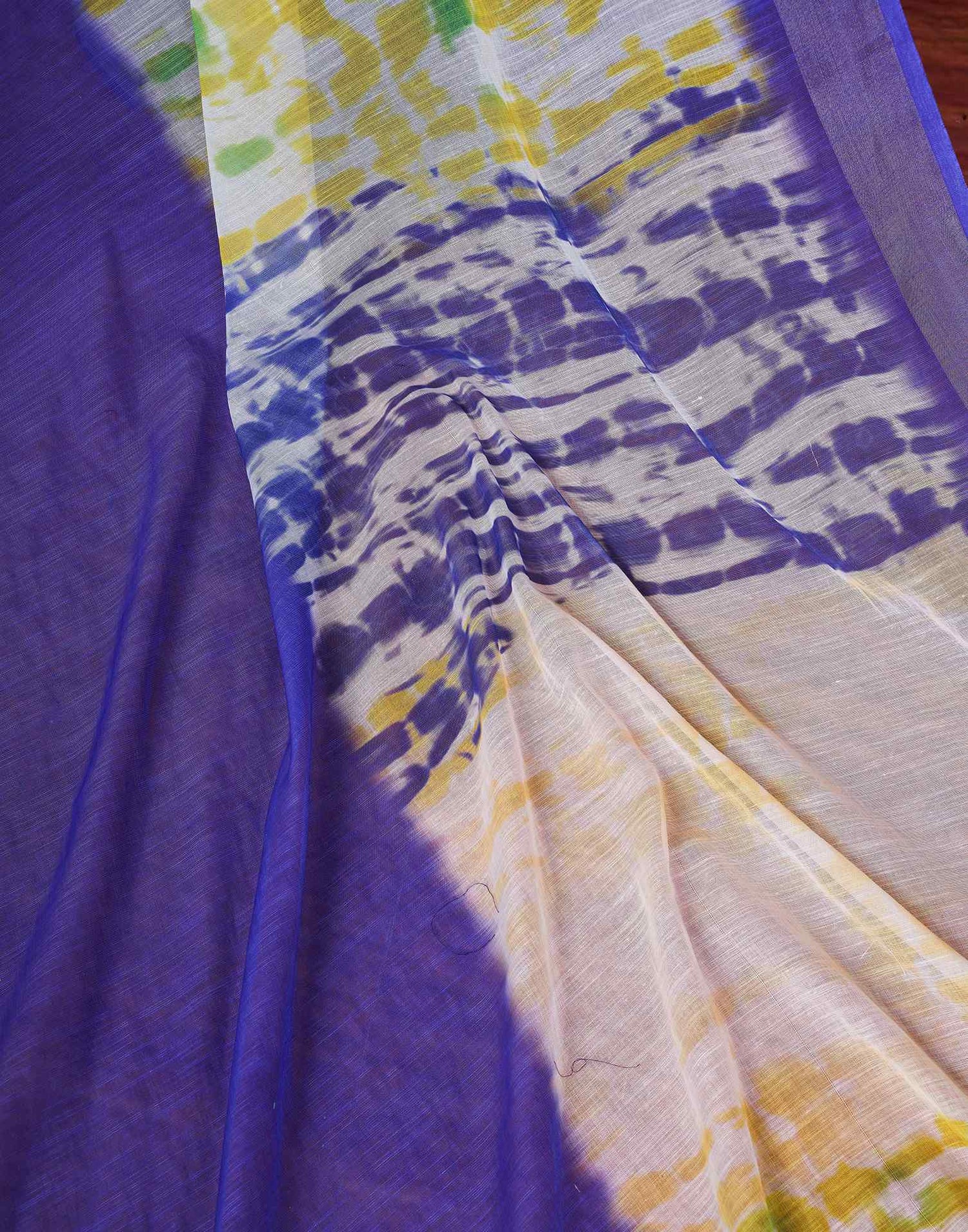 Ready To Wear Dark Blue Printed Linen Saree