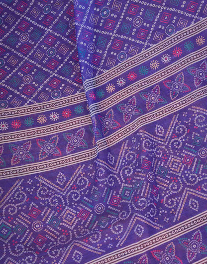 Ready To Wear Violet Printed Linen Saree