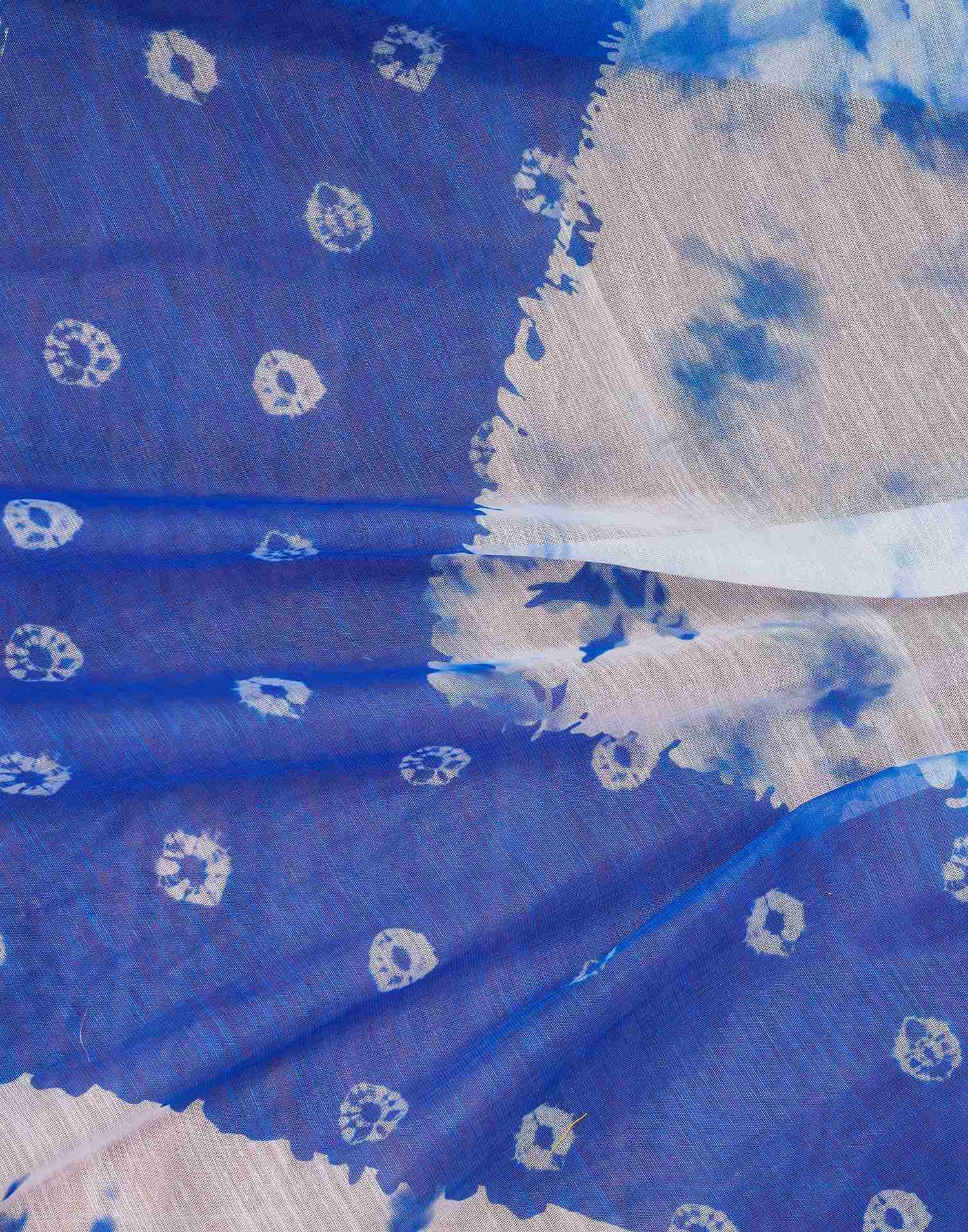 Ready To Wear Dark Blue Printed Linen Saree