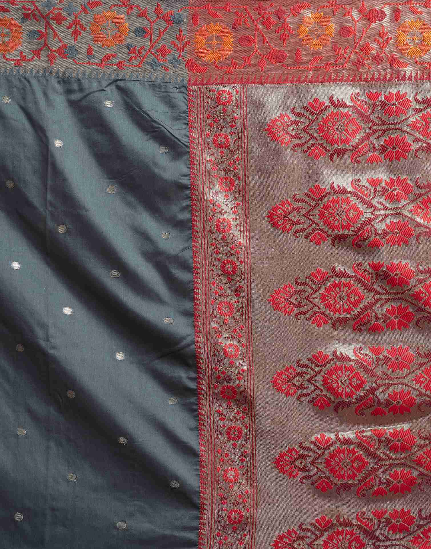 Grey Silk Plain Saree