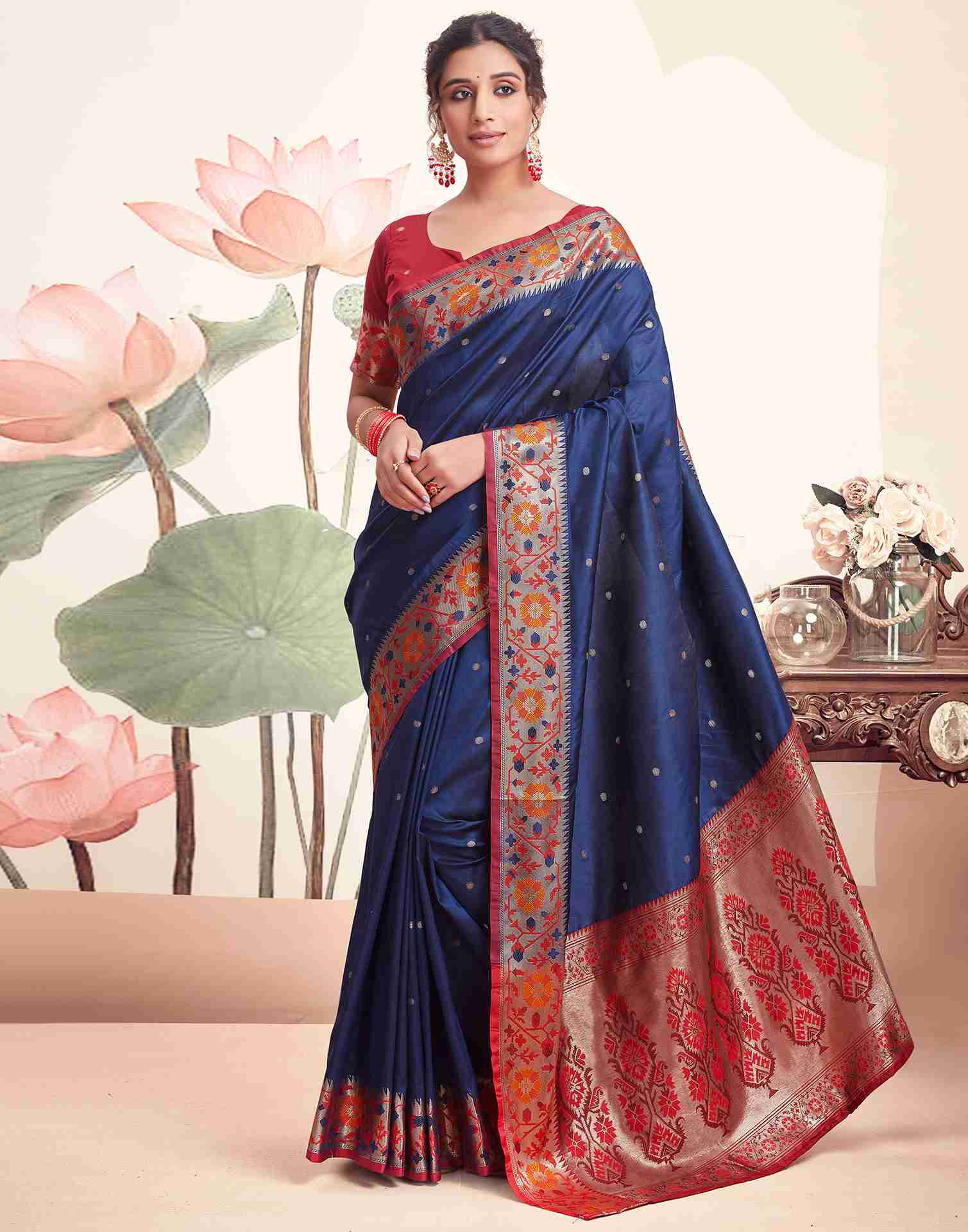 Blue Silk Plain Saree