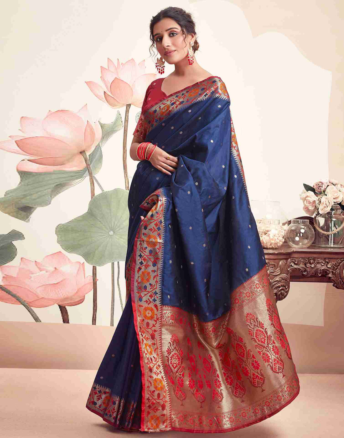 Blue Silk Plain Saree