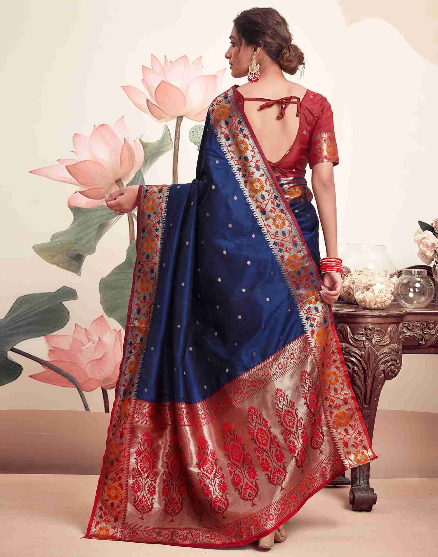 Blue Silk Plain Saree