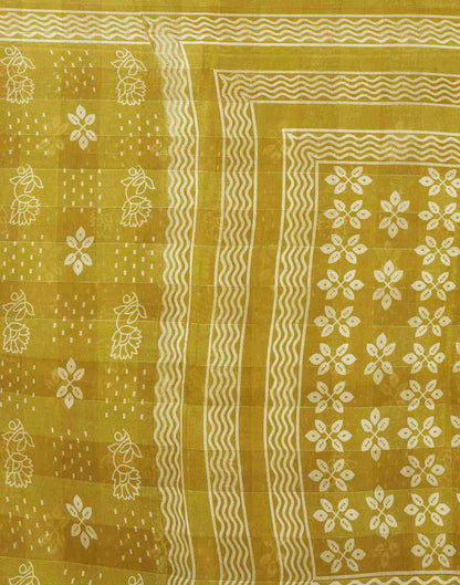 Yellow Cotton Printed Saree