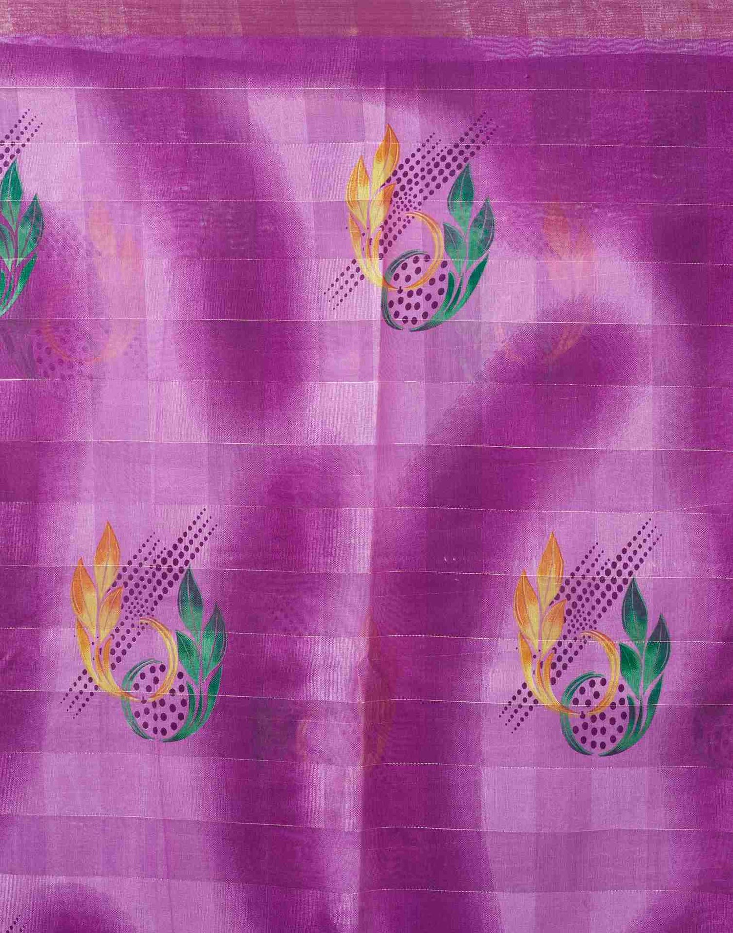 Purple Cotton Printed Saree