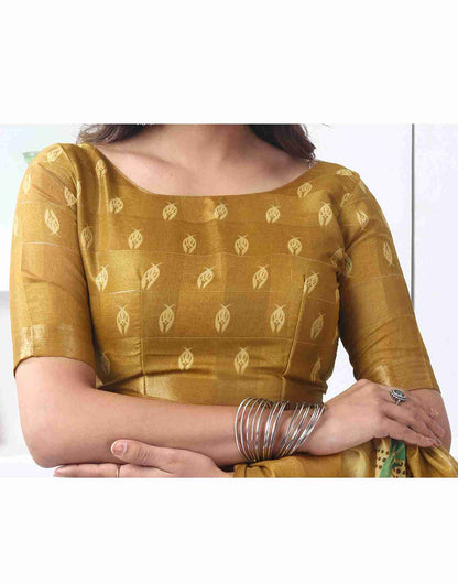 Yellow Cotton Printed Saree