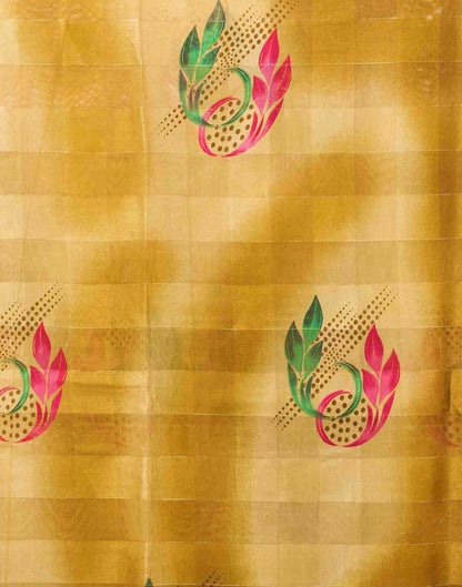 Yellow Cotton Printed Saree