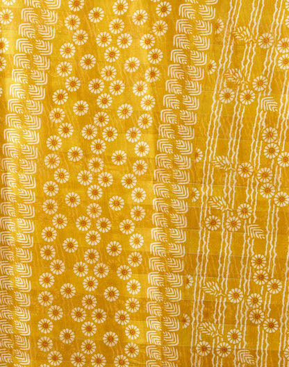 Yellow Cotton Printed Saree