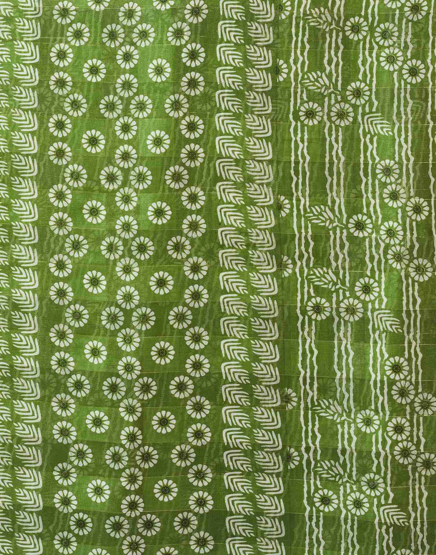 Green Cotton Printed Saree