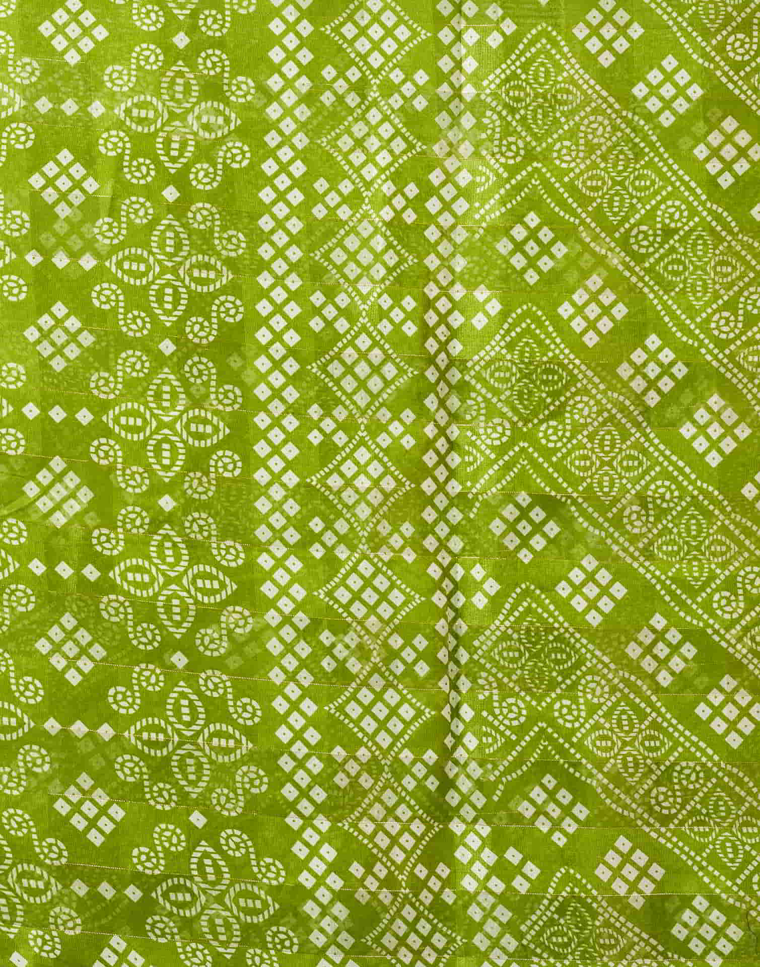 Green Printed Cotton Bandhani Saree