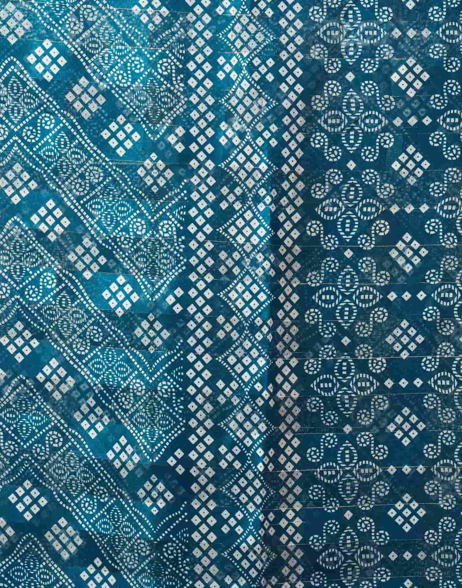 Blue Printed Cotton Bandhani Saree