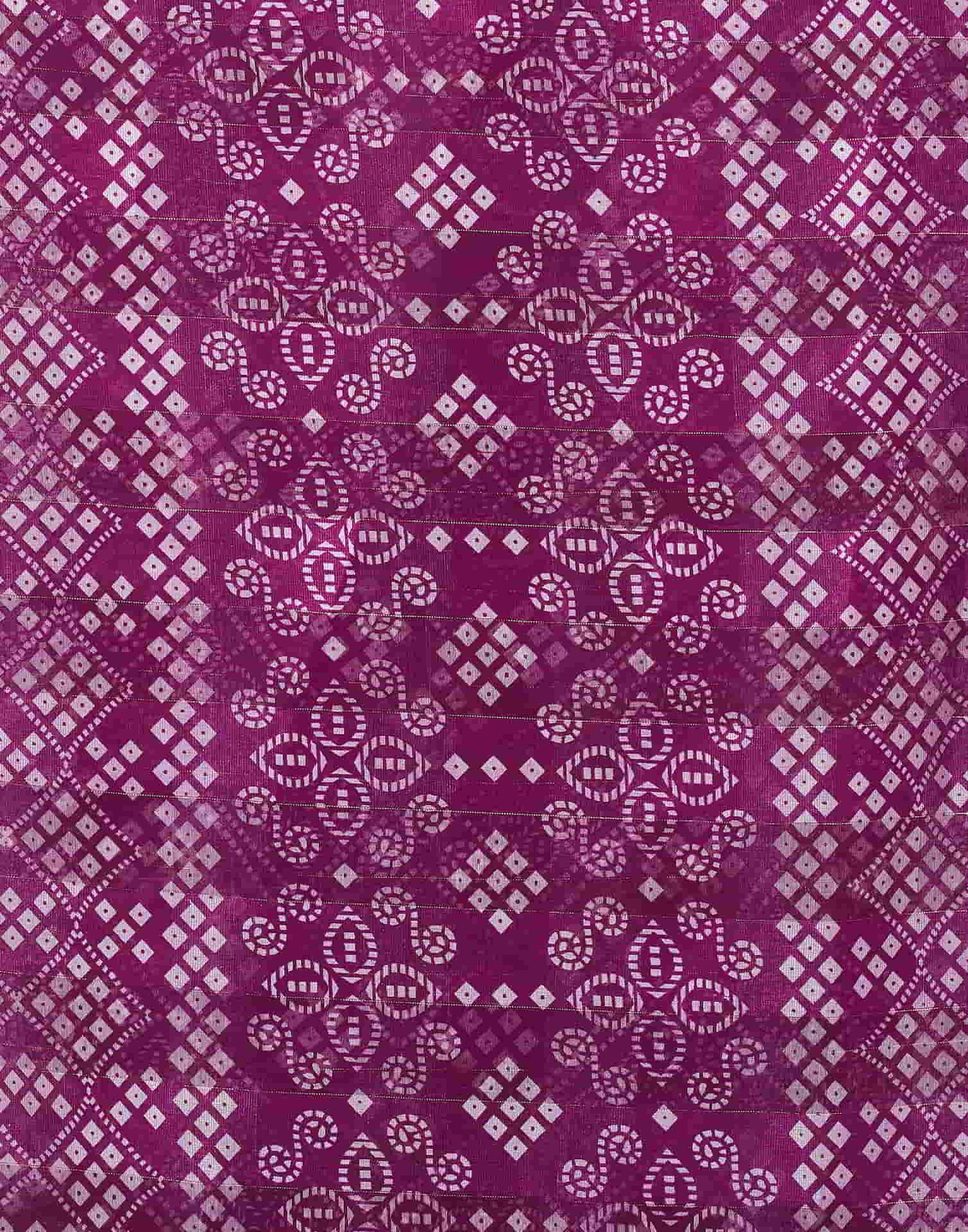 Wine Printed Cotton Bandhani Saree