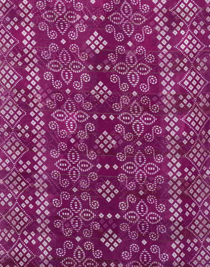 Wine Printed Cotton Bandhani Saree