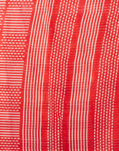 Red Printed Cotton Geometric Saree