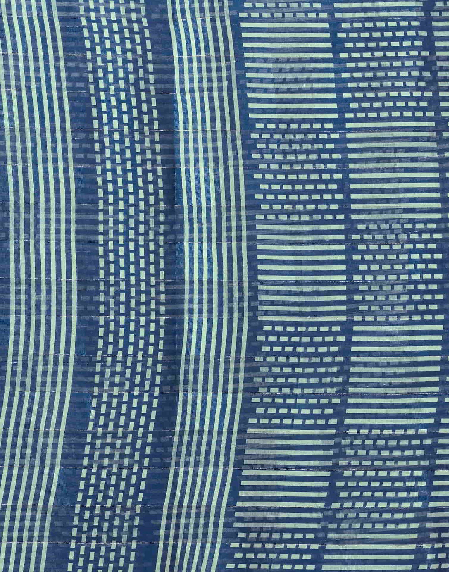 Blue Printed Cotton Geometric Saree