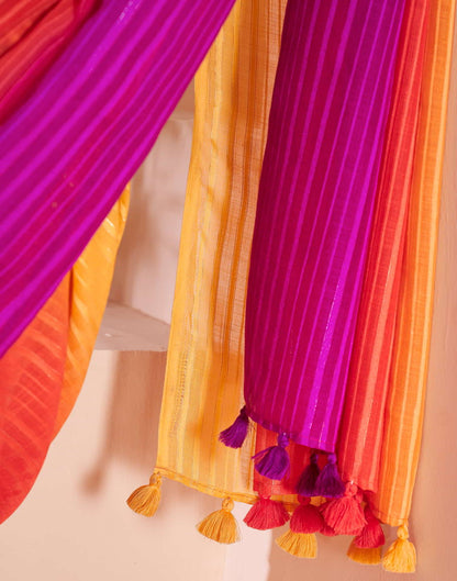 Yellow Linen Plain Saree