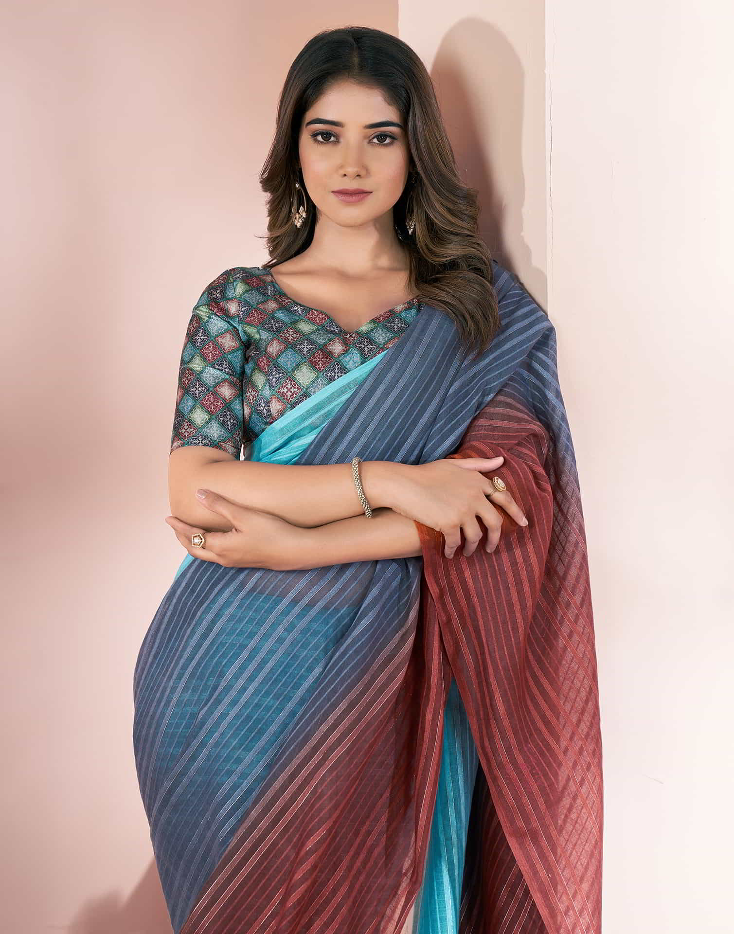 Grey Linen Plain Saree