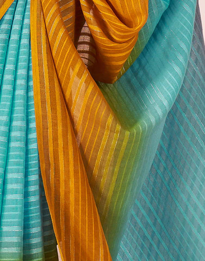 Turquoise Linen Plain Saree