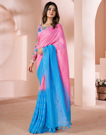 Pink Linen Plain Saree