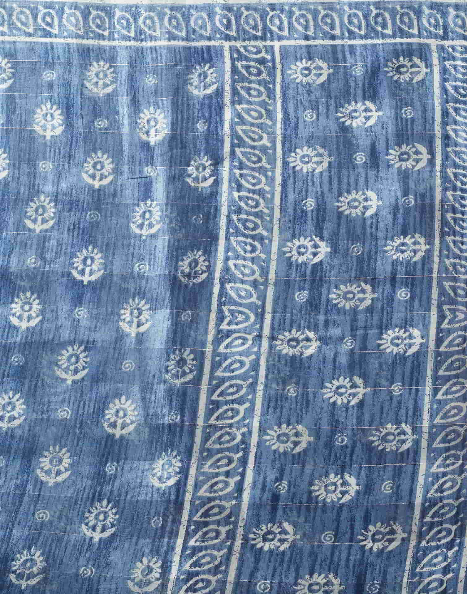 Blue Printed Cotton Saree