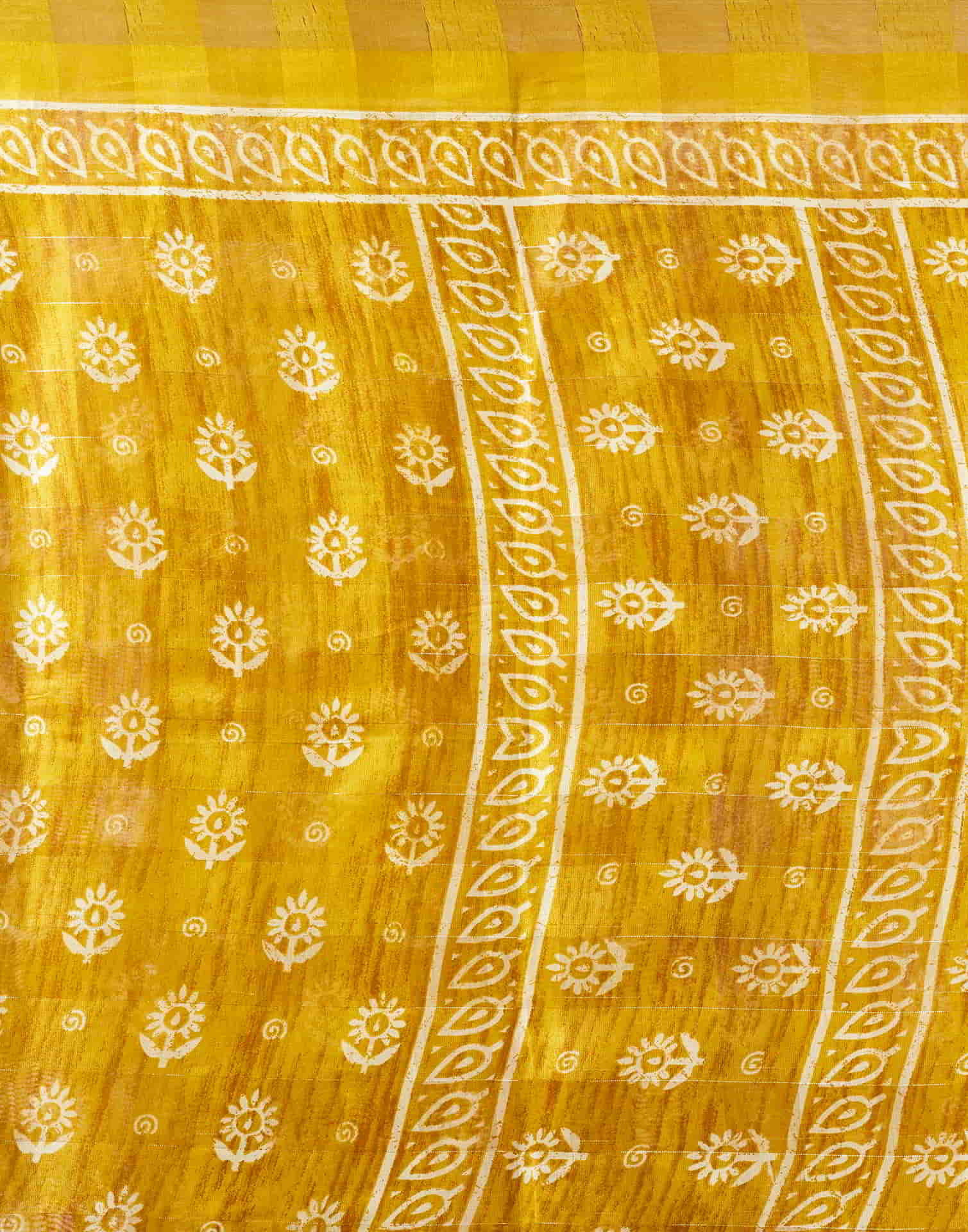 Yellow Printed Cotton Saree