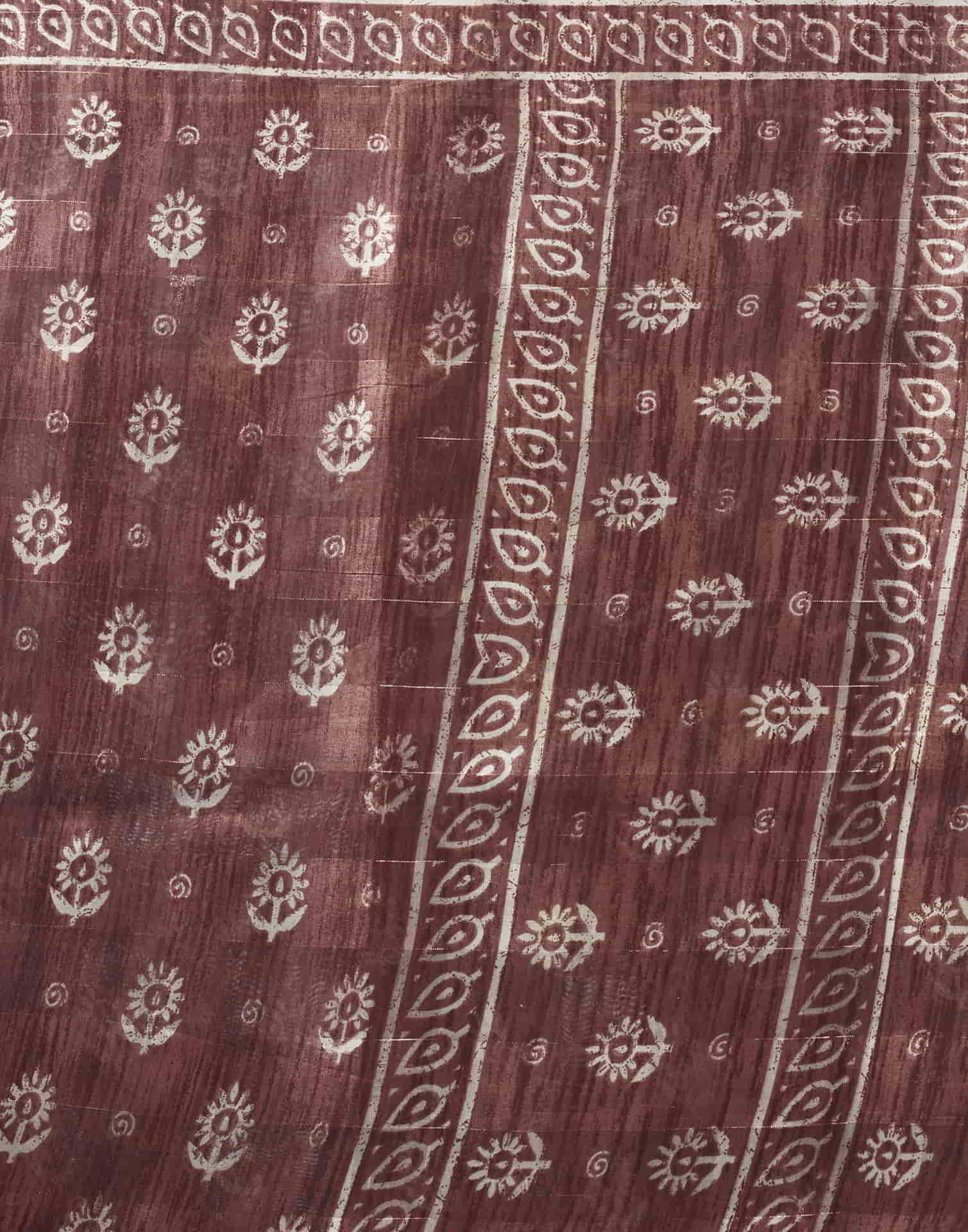 Brown Printed Cotton Saree