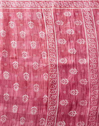 Pink Printed Cotton Saree