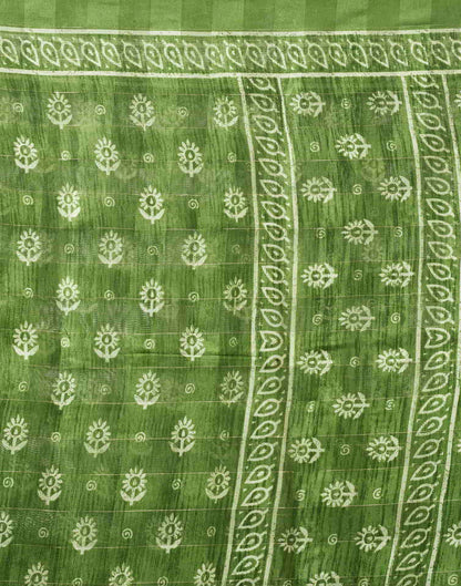 Green Printed Cotton Saree