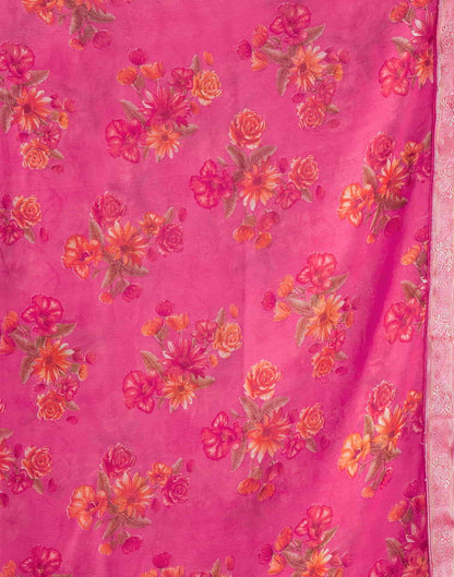 Pink Printed Chiffon Saree