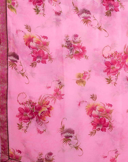 Pink Printed Chiffon Saree