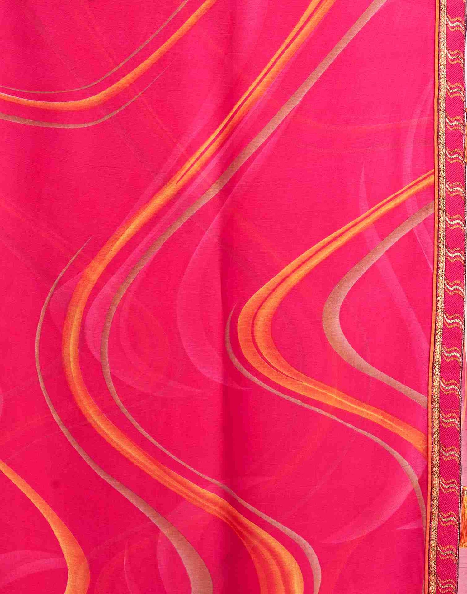 Rani Pink Chiffon Printed Saree