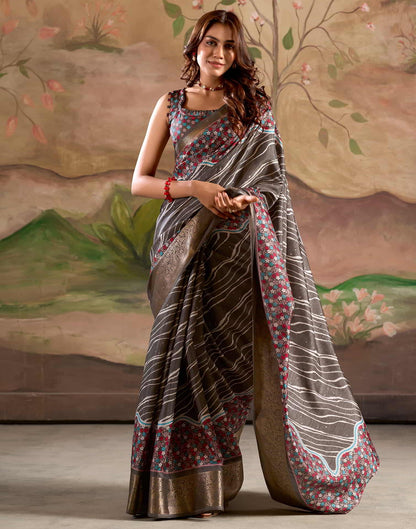 Green Silk Printed Saree