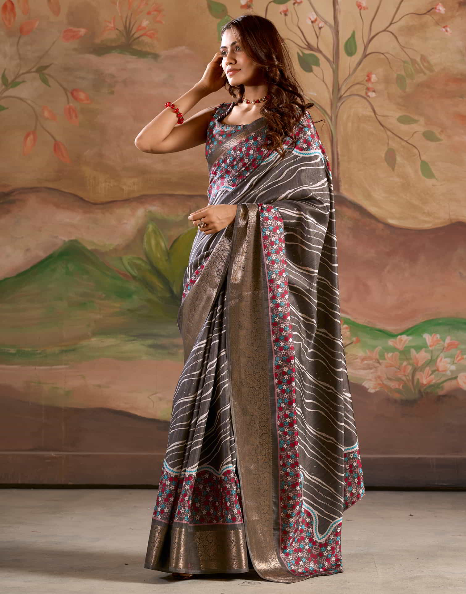 Green Silk Printed Saree