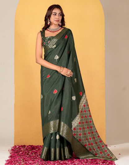 Green Silk Printed Saree