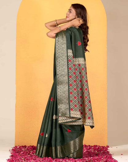 Green Silk Printed Saree