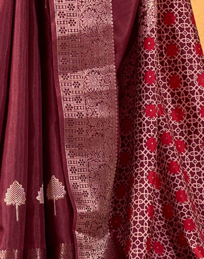 Maroon Silk Printed Saree