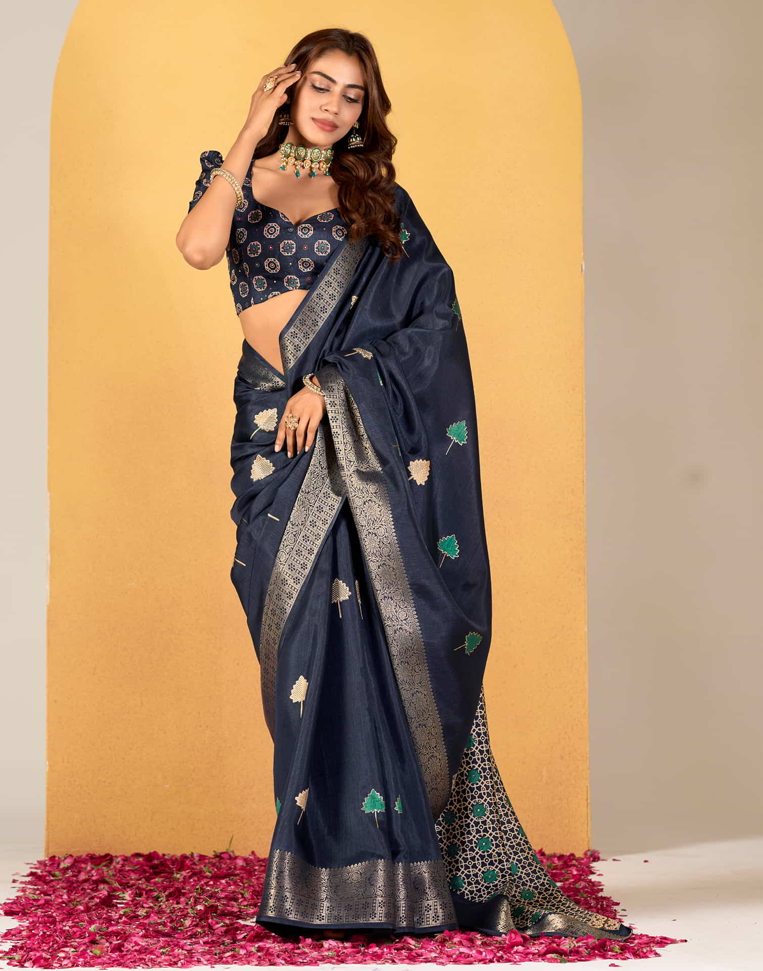 Blue Silk Printed Saree