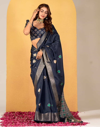 Blue Silk Printed Saree